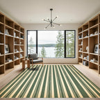 Vintage Sage And Cream Striped Rug