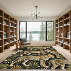 Lush Golden Cheetah Tropical Jungle Rug