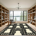 Black and Cream Geometric Arch Tapestry Rug