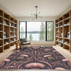 Dusty Rose Thistle Floral Swirl Rug