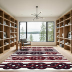 Red Rope Knot Nautical Stripes Rug