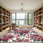 Romantic Pink Rose Peony Bouquet Rug