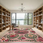 Floral Medallion Garland Rose Arrangement Rug