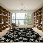 White Delicate Floral Serene Botanical Rug