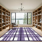 Contemporary Violet Geometric Plaid Grid Rug