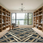Interlocking Neutral Toned Geometric Lattice Rug