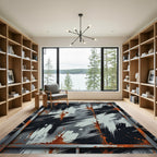 Industrial Black White Grunge Steel Art Rug
