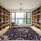 Elegant Purple Chrysanthemum Medallion Circular Art Rug