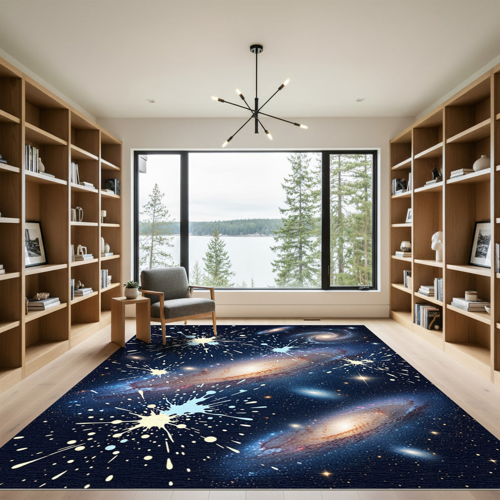 Cosmic Splatter Galaxy Swirl Rug