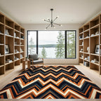 Bold Orange Gray Chevron Stripes Rug