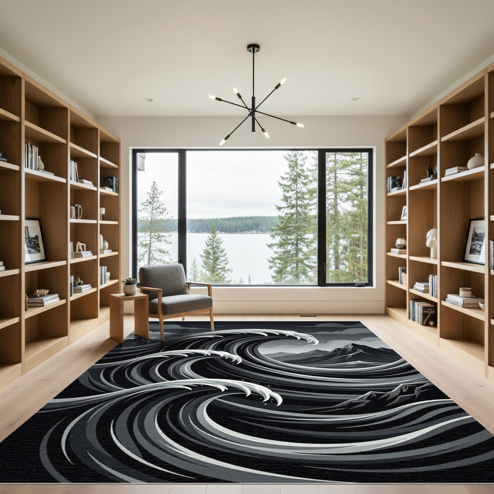 Monochromatic Crashing Wave Landscape Rug