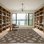 Brown Intertwined Geometric Trellis Rug