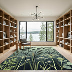Earthy Green Meadow Wildflower Wheat Rug