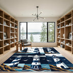Coastal Nautical Lighthouse Seaside Scene Rug