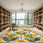 Sunny Yellow Primrose Botanical Floor Covering Rug