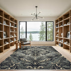 Ornate Silver Acanthus Scroll Rug