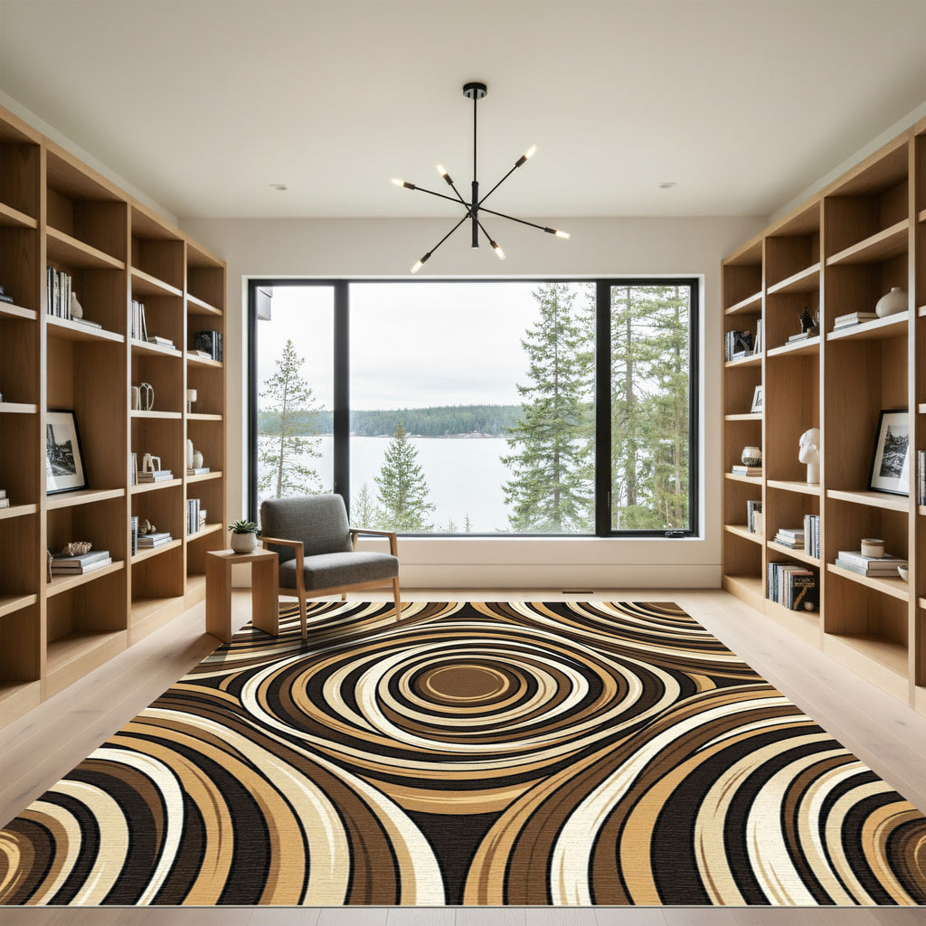 Earthy Swirls Abstract Circles Rug