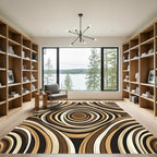 Earthy Swirls Abstract Circles Rug