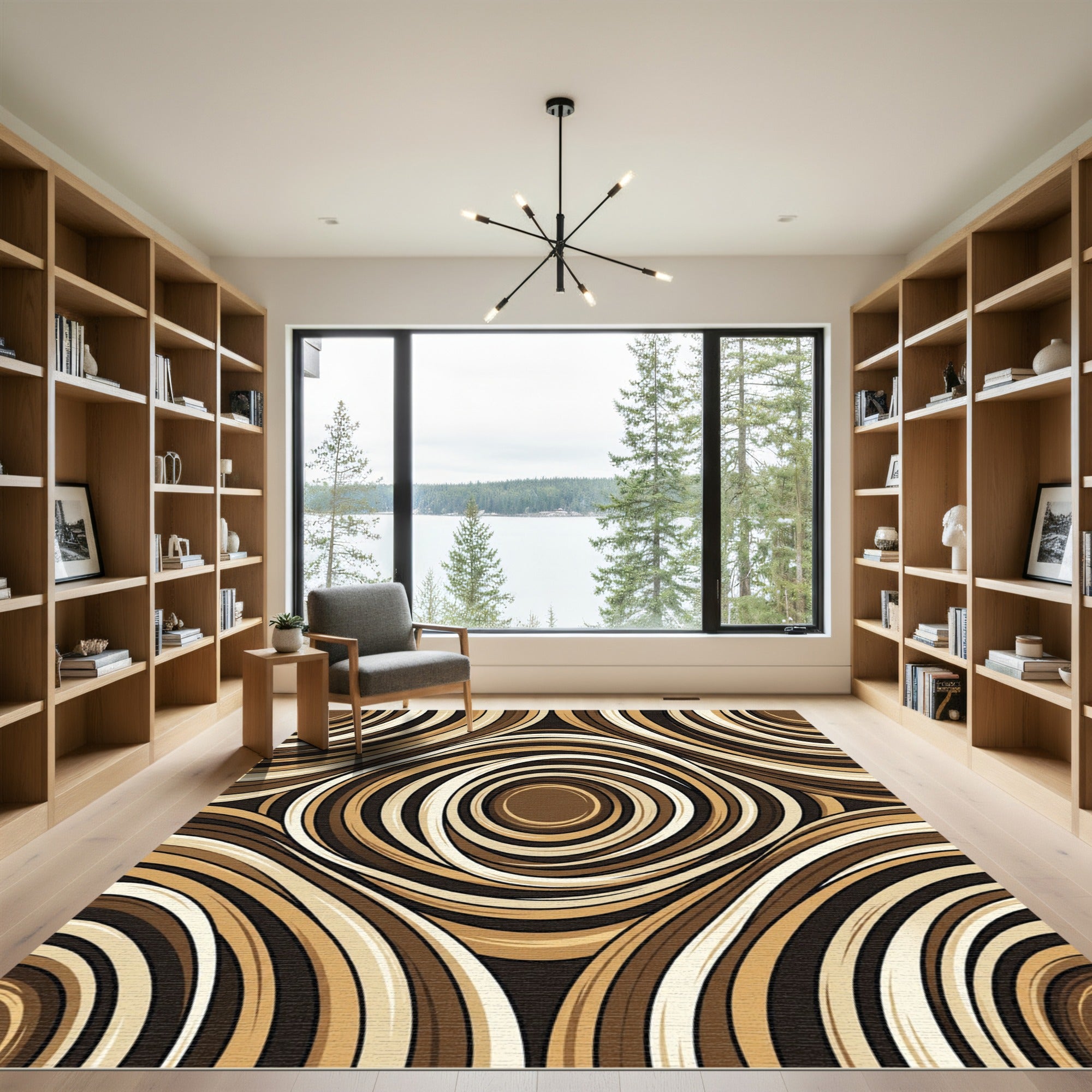 Earthy Swirls Abstract Circles Rug