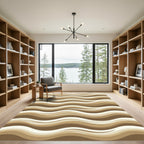 Abstract Brown Cream Wavy Ripple Rug