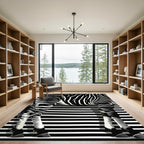 Bold Monochrome Zebra Stripe Art Rug