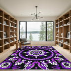 Vibrant Purple Black Medallion Mandala Rug