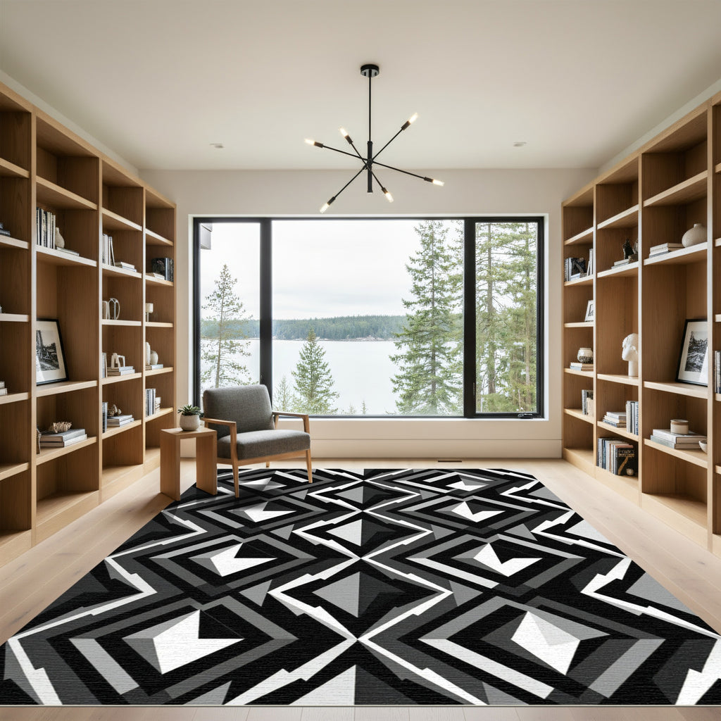 Monochromatic Geometric Diamond Composition Rug
