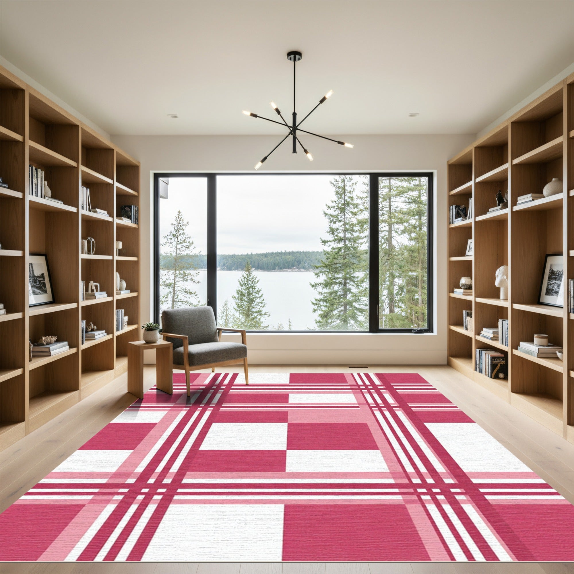 Bold Fuchsia Pink Gingham Check Rug