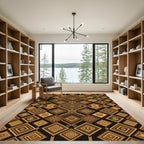 Ancient Gold Diamond Ethnic Pattern Rug