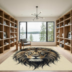 Majestic Golden Lion Portrait Focal Art Rug