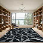 Monochromatic Geometric Faceted Relief Rug