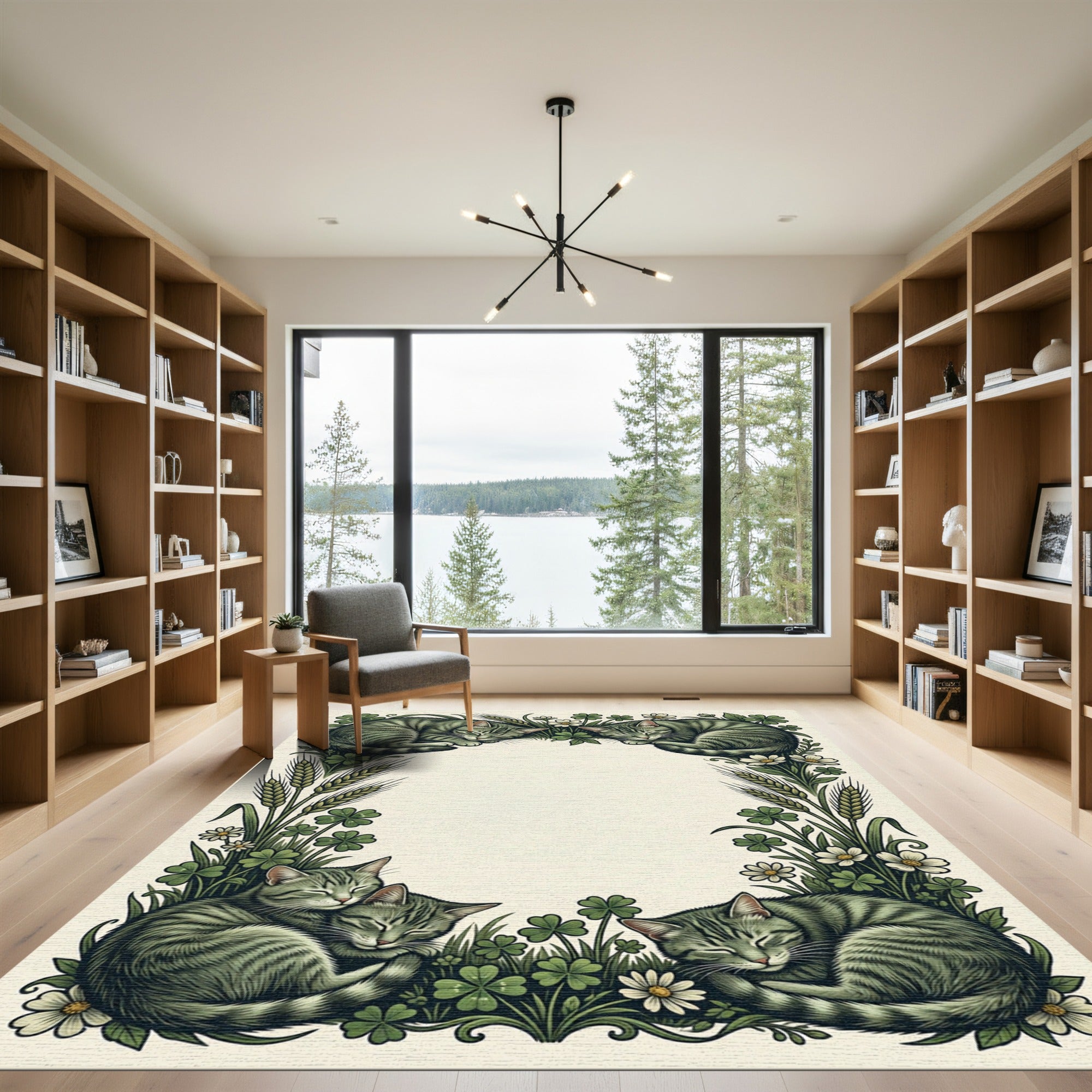 Sleeping Tabby Cat Clover Meadow Rug