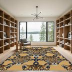 Bold Leopard Heads with Iron Chains Rug