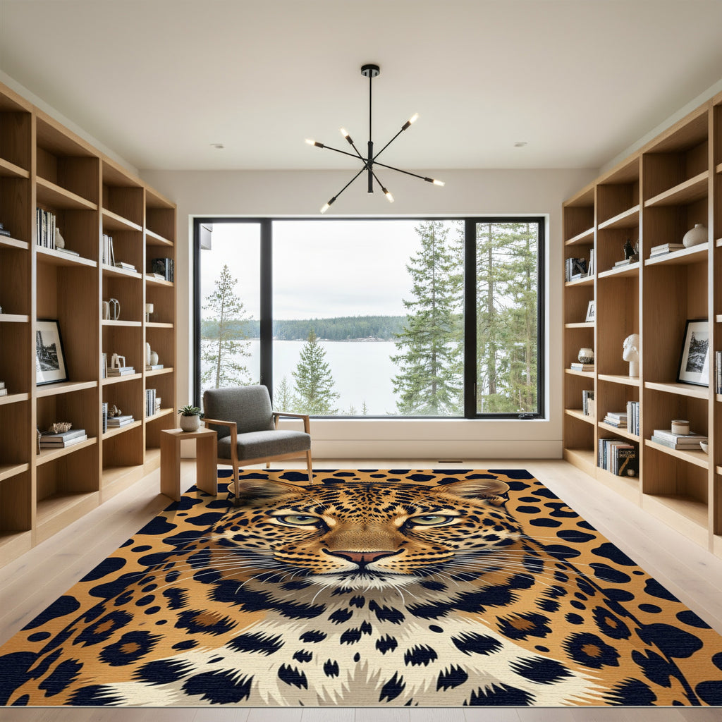 Bold Leopard Spots Animal Face Rug