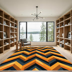 Bold Amber Zigzag Geometric Rug