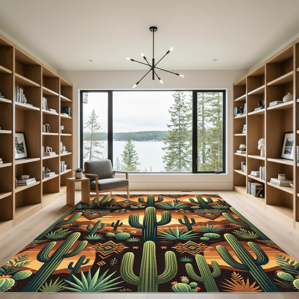 Desert Sunset Saguaro Cactus Wedge Rug