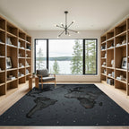 Abstract Starry World Map Dots Rug