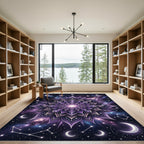 Celestial Purple Lotus Galaxy Mandala Rug