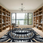 Dark Gothic Bone Fang Skull Illustration Rug