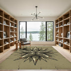 Antique Olive Filigree Star Compass Rug