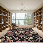 Vintage Pink Gold Heart Key Scrolls Rug