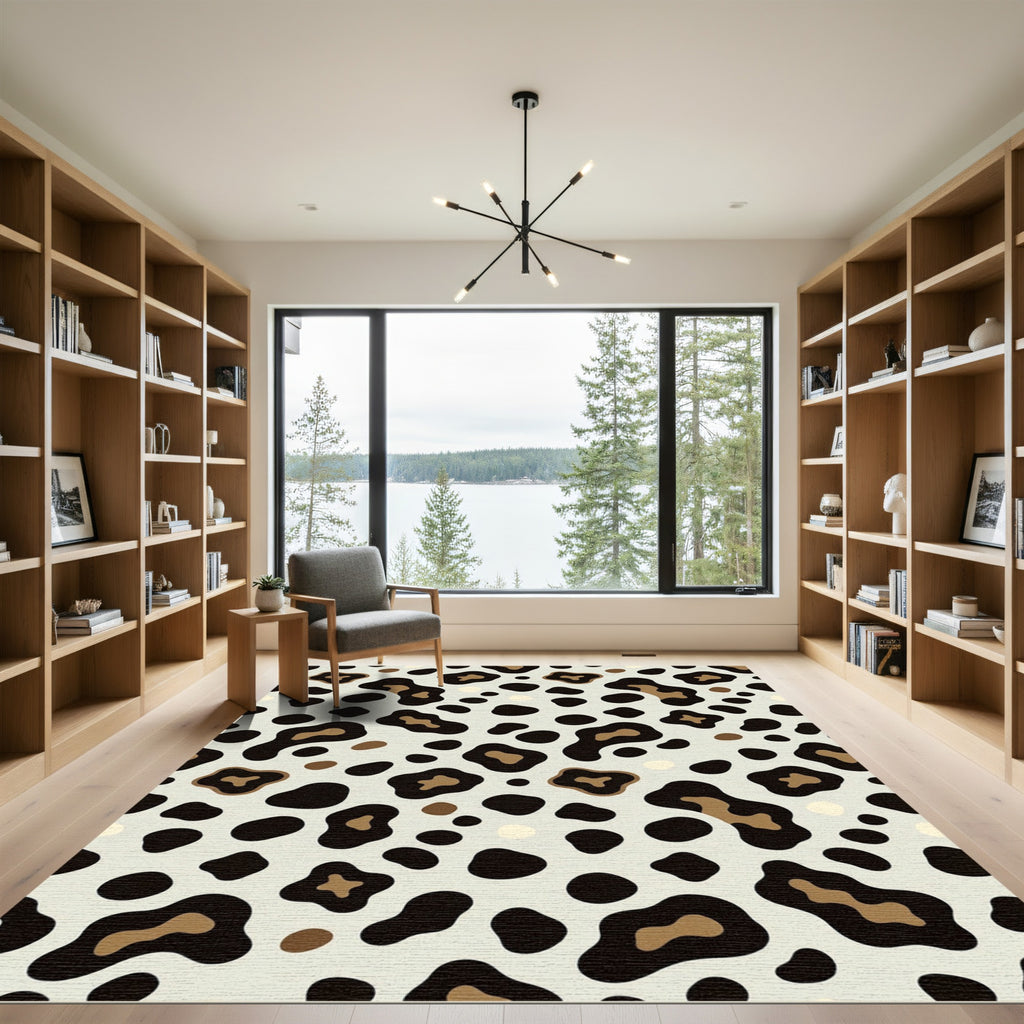 Chic Beige Leopard Spot Rug