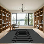 Dark Gray Railroad Track Rug
