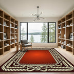 Braided Rope Nautical Border Crimson Rug