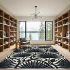 Art Nouveau Black Palm Frond Rug