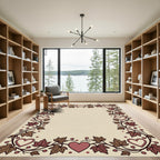 Crimson Hearts Autumn Leaves Border Rug