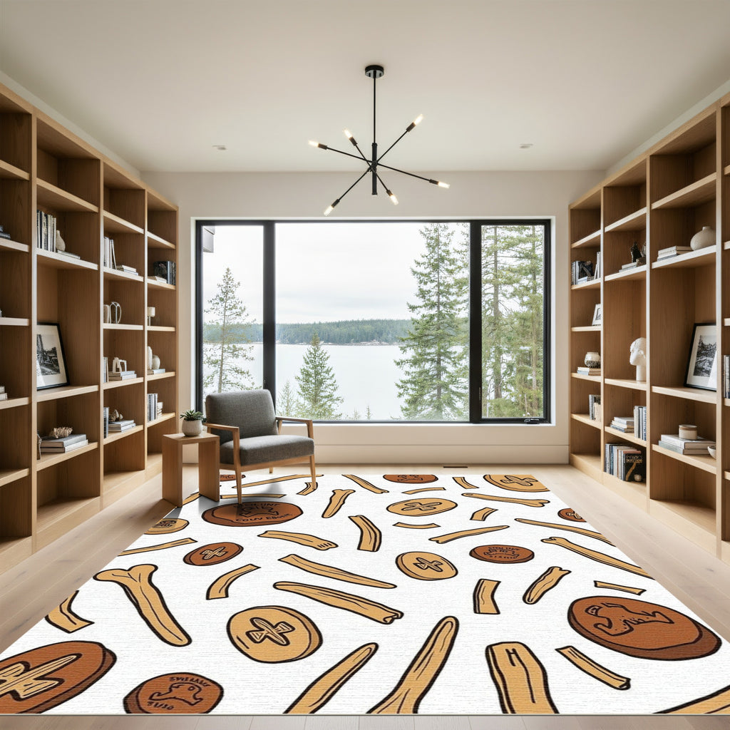Brown Bone Biscuit Funnel Medallion Rug