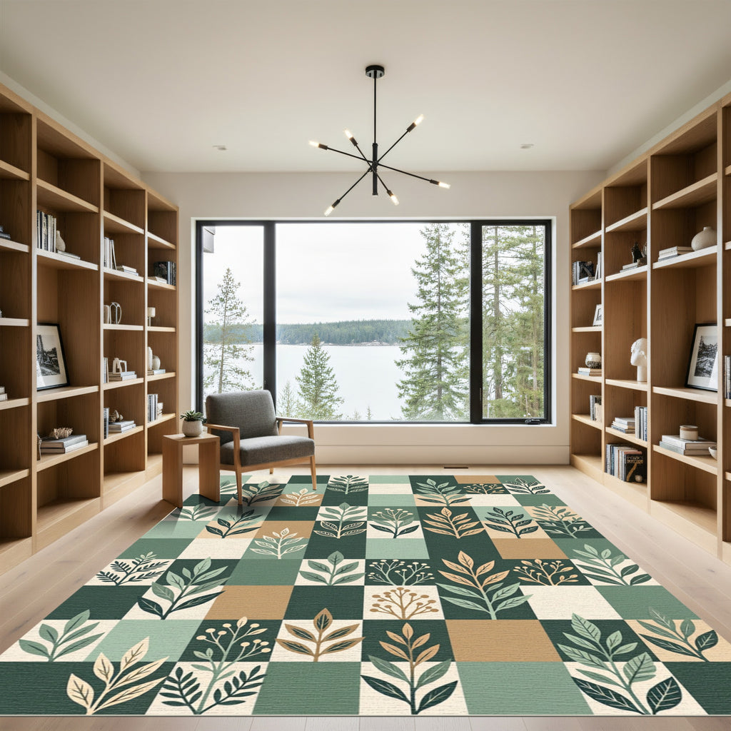Geometric Botanical Field Rug