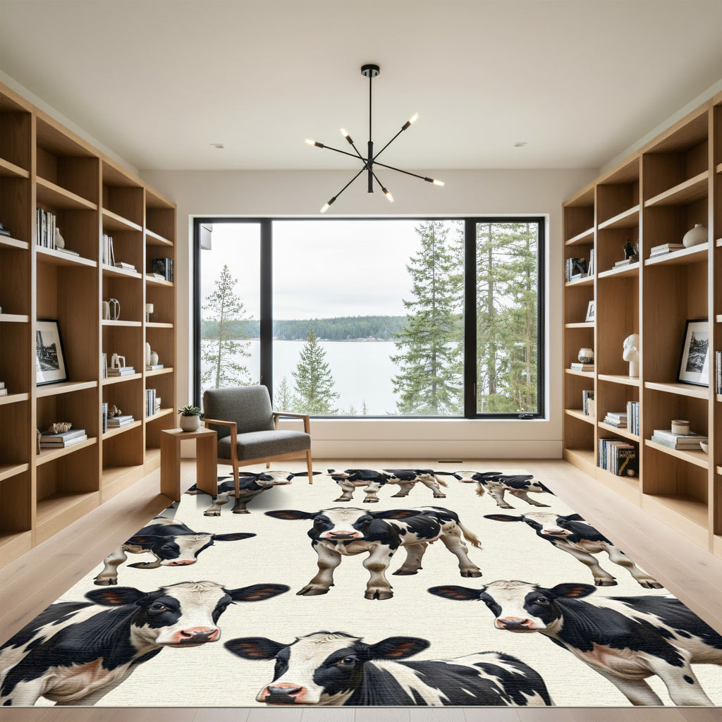 Whimsical Black and White Dairy Cow Rug