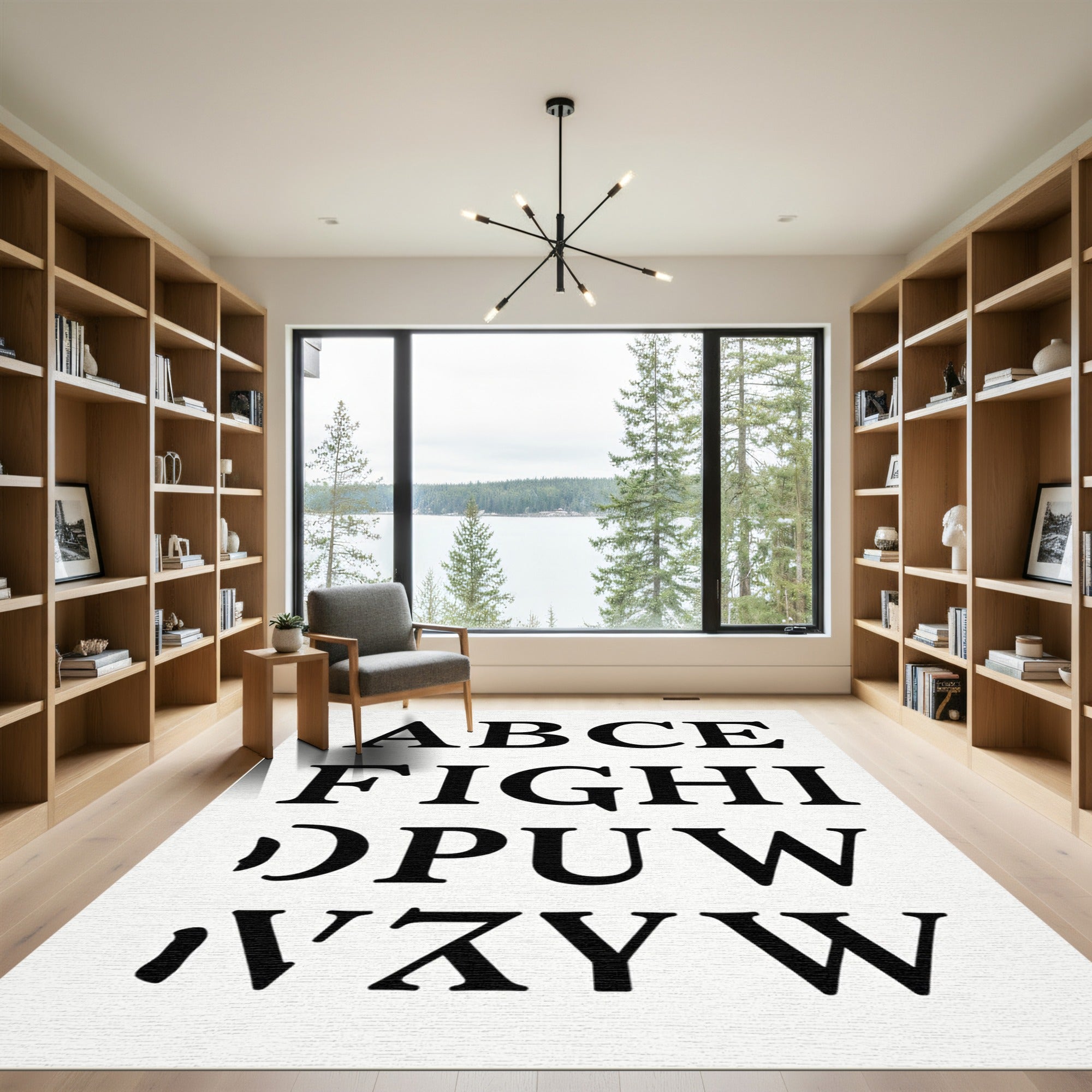 Classic Serif Alphabet Typographic Composition Rug